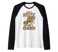 Western Rodeo Save a Horse Ride with a Cowboy Raglan Baseball Tee
