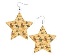 Western Rustic Cowboy In Desert Leather Earrings Lightweight Earring Printed Dangle Earrings For Women Daily