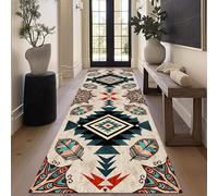 Western Rustic Runner Rug, 60x180cm, Aztec Traditional Ethnic Featured Pattern Geometric Retro Throw Rugs, Soft Easy to Clean Distressed Brown Carpets for Hallway Kitchen Foyer