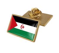 Western Sahara Flag Lapel Badge Pin - Geometric Square Badges Art Novelty Brooch Map Pin Creative Jewelry For Women Men Party Travel Gift Accessories Rectangle