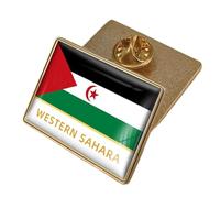 Western Sahara Flag Lapel Badge Pin - Geometric Square Badges Art Novelty Brooch Map Pin Creative Jewelry For Women Men Party Travel Gift Accessories Character