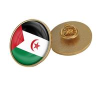 Western Sahara Flag Lapel Badge Pin - Geometric Square Badges Art Novelty Brooch Map Pin Creative Jewelry For Women Men Party Travel Gift Accessories Round