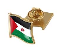 Western Sahara Flag Lapel Badge Pin - Geometric Square Badges Art Novelty Brooch Map Pin Creative Jewelry For Women Men Party Travel Gift Accessories Flag