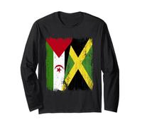 Western Sahara Jamaica Half Flag Sahrawi Jamaican Heritage Long Sleeve T-Shirt