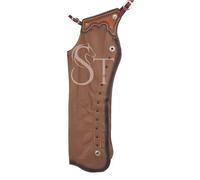 Western Shotgun Chaps Full Grain Leather Work Bull Trail Riding Equestrian Tack Show Horse Riding Chinks Custom Made Small Medium Large ST-CHI-072-Brown (Kids)