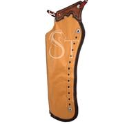 Western Shotgun Chaps Full Grain Leather Work Bull Trail Riding Equestrian Tack Show Horse Riding Chinks Custom Made Small Medium Large ST-CHI-072 (Tan, Large)