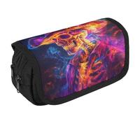Western Skeletal Colorful Smoking Portable Pen Case Double Layered Large Capacity Exquisite Pencil Case for Officce