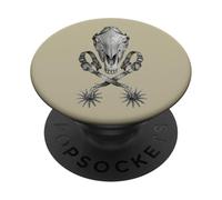 Western Skull Spurs Crossed Cowboy Gear Vintage Line Art PopSockets Adhesive PopGrip