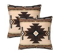 Western Southwest Aztec Pillow Covers 18x18 Set of 2, Native American Brown Throw Pillow Covers Outdoor Decorative Pillow Case for Couch Bed Sofa Cushion Home Decor
