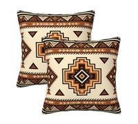 Western Southwest Aztec Pillow Covers 18x18 Set of 2, Native American Brown Throw Pillow Covers Outdoor Decorative Pillow Case for Couch Bed Sofa Cushion Home Decor