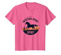 Western Spirit: Wild Horse Desert Sunset Emblem, Cow Girl T-Shirt, Kids, Pink Heather, 3 Years