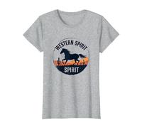 Western Spirit: Wild Horse Desert Sunset Emblem, Cow Girl T-Shirt, Women, Heather Grey, XL
