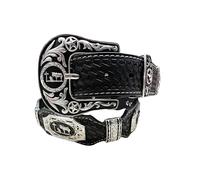 Western Stakes Leather Western Belts For Men Cowboy Praying at Cross Concho High End Tooled Rodeo Mens Belt Hand Crafted, Black, Large(44in)