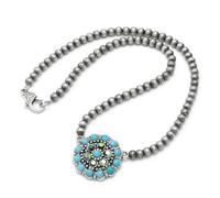 Western Stakes Luxury High End Navajo Style Semi Stone Pendant Necklace Designer Southwestern Beaded Heirloom Jewelry