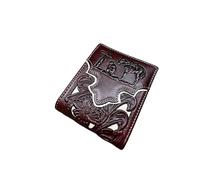 Western Stakes Mens Floral Cowboy Praying At Cross Embossed Cowboy Western Leather Wallet, Maroon & White