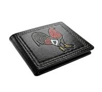 Western Stakes Mens Western Leather Bifold Wallet, Genuine Leather with Embossed Cowboy Praying, Rooster, or St Jude Design, Slim Cowboy Wallets for Men, Black, Western Wallet