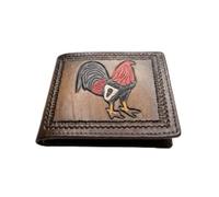Western Stakes Mens Western Leather Bifold Wallet, Genuine Leather with Embossed Cowboy Praying, Rooster, or St Jude Design, Slim Cowboy Wallets for Men, Brown, Western Wallet