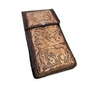 Western Stakes Western Leather Phone Holster - Made in Mexico - Floral Tooled Design with Embossed Cowboy Praying at Cross - Fits iPhone & Samsung - Belt Loop Holder