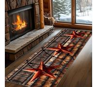 Western Star Runner Rug,80x200cm,Texas Star Rustic Farmhouse Hallway Runner Rugs,Washable Non-Slip Pentagram Wooden Floor Entryway Mat Carpet,Distressed Vintage Style Western Kitchen Rustic Decor