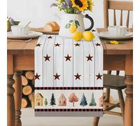 Western Star Vintage Plank Table Runner 70 Inches Long,Table Runners Kitchen Dining Tables Decoration for Home Party Decor, Farmhouse Green Tree Tables Runner for Home Party Wedding Dresser Scarf