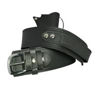 Western Style Black Leather Gun Holster Belt with Silver Buckles, Adjustable Single Revolver Holster with Bullet Loops, 34-52 Inch Waist, Genuine Leather Cowboy Belt (46-48)