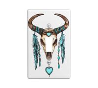 Western Style Bull Skull Light Switch Cover, Turquoise and Brown Decor for Home Accents, Thermoplastic Wall Plates, Standard Size Single Toggle