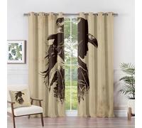 Western Style Curtains - Cowboy Curtains - West Cowgirl Rustic Blackout Curtains 46 x 54 Inch (Width x Drop) 2 Panels, Vintage Eyelet Curtains & Drapes