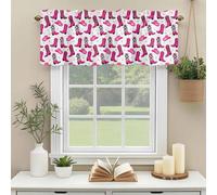 Western Style Valances for Windows, Rose Pink Leopard Print Boots Cowboy Hat Stars Rod Pocket Valance Short Window Treatments Curtains for Kitchen Bathroom Bedroom Decor, 54 x 18 Inches