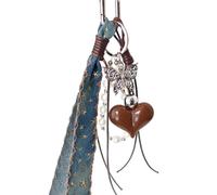 Western Styles Denims Bag Charm Featuring Butterfly Heart Detailing And Braided Rope Handmade Keychain