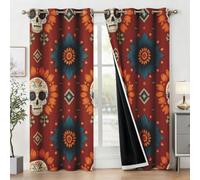 Western Sugar Skull Curtains 72 Drop, 2 Panels, 46x72 Inch