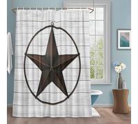 Western Texas Star Barn Shower Curtain with 12 Hooks Rustic Wood Grain Waterproof Fabric Shower Curtains Sets for Bathroom Bath Decorations, Machine Washable, 72"x84"