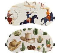 Western Themed Cowboy Boots Cactus Caps 2-Pack Light-Blocking Soft Breathable Eye Masks Sleep Mask Eye Patch