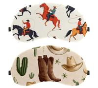 Western Themed Cowboy Cactus Boots Caps 2-Pack Light-Blocking, Soft, Breathable Sleeping Masks Blindfold Sleep Masks