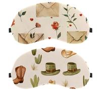 Western Themed Cowboy Cactus Boots Caps Pattern 2-Pack Light-Blocking Soft Breathable Sleep Mask Eye Patch Eye Cover