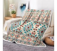 Western Throw Blankets,Southwestern Aztec Native Tribal Navajo American Ethnic Triangular Geometric Vintage Cozy Warm Bed Couch Blanket, Boho White Fleece Flannel Throws Decorate Room Bedroom