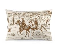 Western Throw Pillow Cover Queen Size Country Theme of American Wild West Desert with Cowboys Lumbar Pillow Case Soft Standard Pillow Cases with Zipper Decorative Cushion Covers Protector,20"x30"