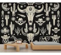 Western Totem Mural Western Cowboy Wallpaper Southwest Desert Wall Mural Panoramic Office Reception Studio Backdrop Custom Photo Wallpaper (Non-self-Adhesive)