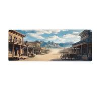 Western Town Background Mouse Pad In Big Extended Non-Slip Rubber Base Mousepad With Stitched Edges Gaming Pc Desktop Large Mouse Pad 11.8x31.5