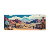 Western Town Mouse Pad In Big Extended Non-Slip Rubber Base Mousepad With Stitched Edges Gaming Pc Desktop Large Mouse Pad 11.8x31.5