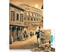 Western Town with Colosseum Backdrop Jigsaw 1000 Piece Mind Skill Play Stable Fit No Shifting Parts Enjoyable Pastime for Long Weekends (38x26cm)