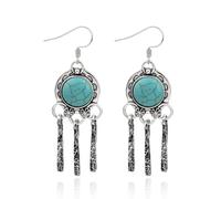 Western Turquoise Earrings for Women Boho Chic Dangle Handcrafted Jewelry Gift, Zinc, No Gemstone