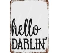 Western Vintage Alumium Sign, Southern Wild West Decoration For Home Bedroom Living Room, Southwestern Western Rodeo Nursery Decor For Baby Boys Room, Cowboy Gifts, Hello Darlin 5.5X8 inch