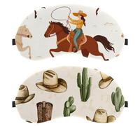 Western Vintage Cowboy Caps Wild West Boots Cactus Pattern 2-Pack Light-Blocking Soft Breathable Eye Patch Sleeping Masks
