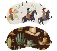 Western Vintage Cowboy Wild West Caps Boots Cactus Pattern 2-Pack Light-Blocking Soft Breathable Sleeping Mask Eye Patch
