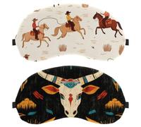 Western Vintage Wild West Cow Pattern 2-Pack Eye Patch and Eye Masks Set, Light-Blocking, Soft, Breathable Sleep Mask Kit