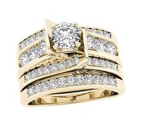 Western Wedding Ring Rings Ring Gold-plated Zircon Rings Large Fashion Rings (A, 10)