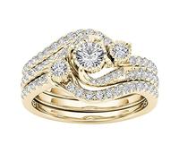 Western Wedding Ring Rings Ring Gold-plated Zircon Rings Large Fashion Rings (C, 7)