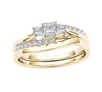Western Wedding Ring Rings Ring Gold-plated Zircon Rings Large Fashion Rings (D, 9)
