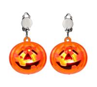 Western Wedding Rings for Women LED Skeleton Pumpkin Earrings Light Up Earrings Glow In The Dark Halloween Drop Dangle Big Stud (Orange, One Size)