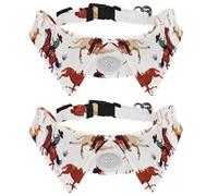 Western Wild Cowboys Men Horses Grass Pattern 2 PCS Puppy Collars with Bowtie, Adjustable Tuxedo Lapel Cat Bow Tie, Elegant Pet Collar for Small Medium Dogs Cats